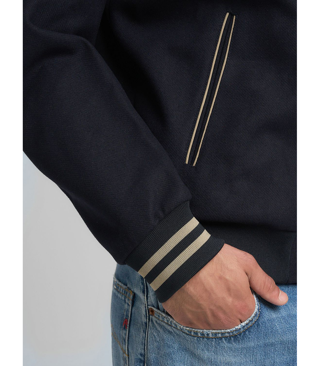 ウールブレンド バーシティ ボンバージャケット 詳細画像 ダークブルー 5